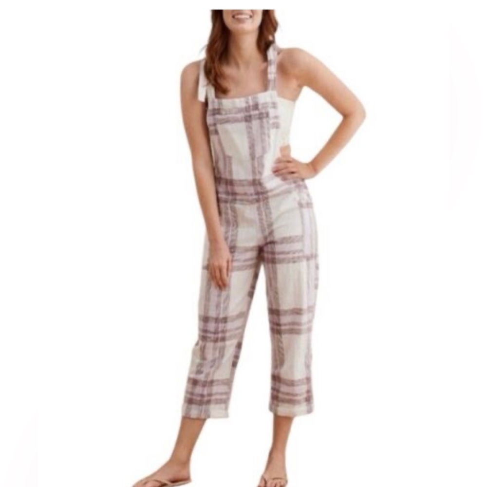 Aerie purple plaid overalls small - Picture 1 of 4
